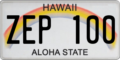 HI license plate ZEP100