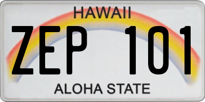 HI license plate ZEP101