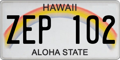 HI license plate ZEP102