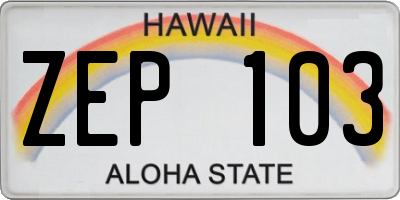 HI license plate ZEP103