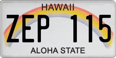 HI license plate ZEP115