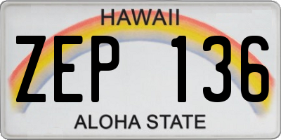 HI license plate ZEP136