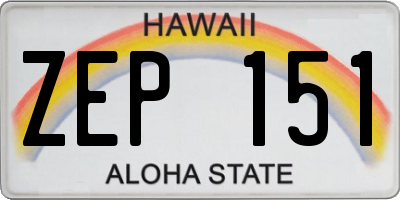 HI license plate ZEP151