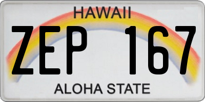 HI license plate ZEP167
