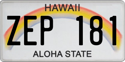 HI license plate ZEP181
