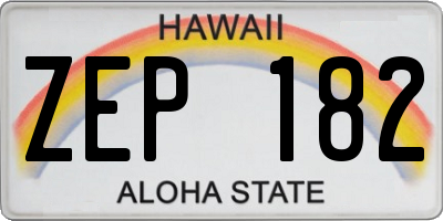 HI license plate ZEP182
