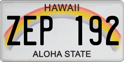 HI license plate ZEP192