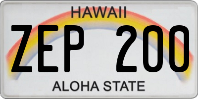 HI license plate ZEP200