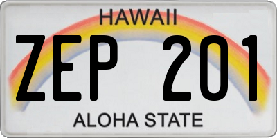 HI license plate ZEP201