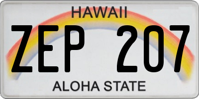 HI license plate ZEP207
