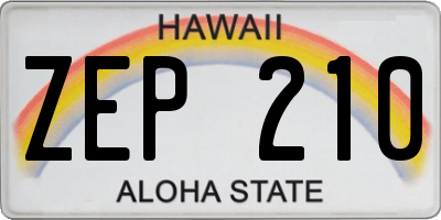 HI license plate ZEP210
