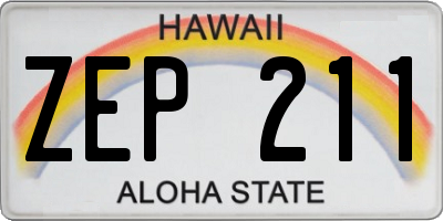 HI license plate ZEP211