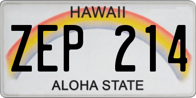 HI license plate ZEP214
