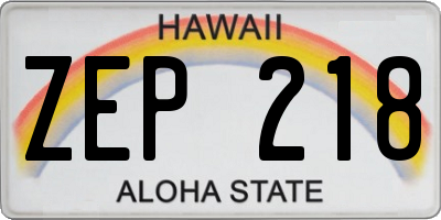 HI license plate ZEP218