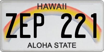 HI license plate ZEP221