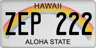 HI license plate ZEP222