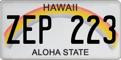 HI license plate ZEP223