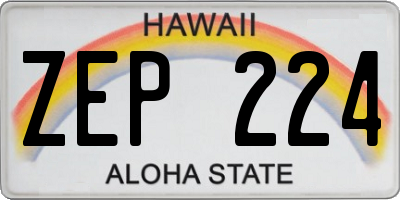 HI license plate ZEP224