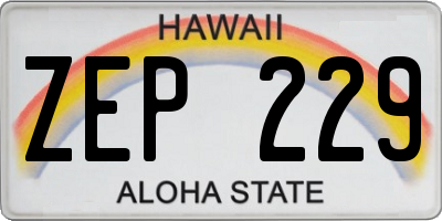 HI license plate ZEP229