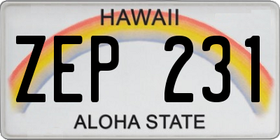 HI license plate ZEP231