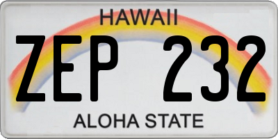 HI license plate ZEP232