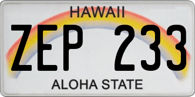 HI license plate ZEP233