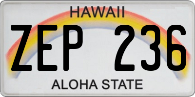 HI license plate ZEP236