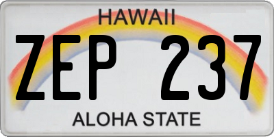 HI license plate ZEP237