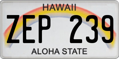 HI license plate ZEP239