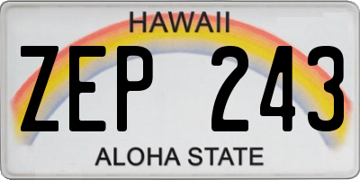 HI license plate ZEP243
