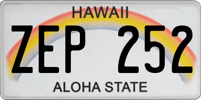 HI license plate ZEP252