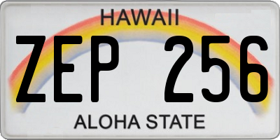 HI license plate ZEP256