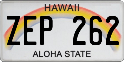 HI license plate ZEP262