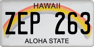 HI license plate ZEP263