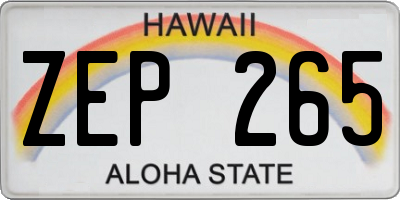 HI license plate ZEP265