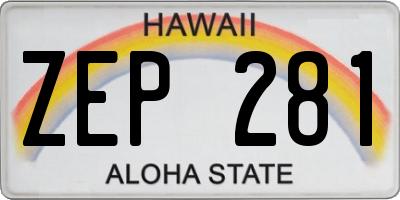 HI license plate ZEP281