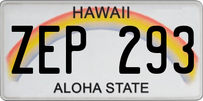 HI license plate ZEP293