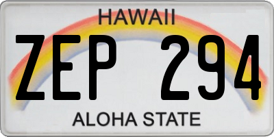 HI license plate ZEP294