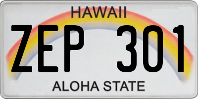HI license plate ZEP301