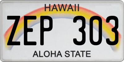 HI license plate ZEP303