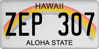 HI license plate ZEP307