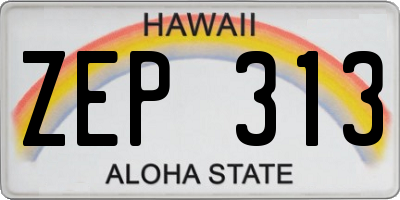 HI license plate ZEP313