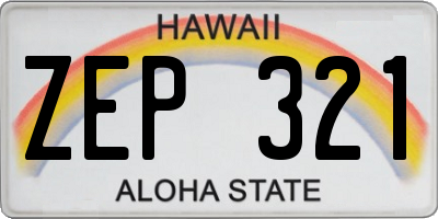 HI license plate ZEP321