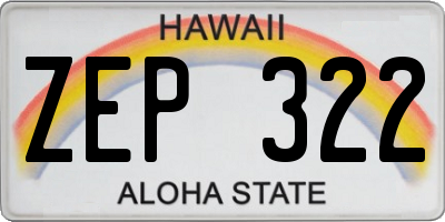 HI license plate ZEP322