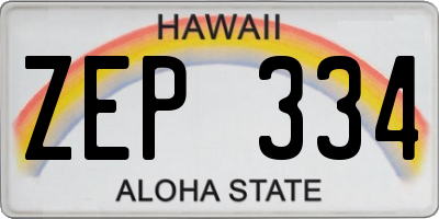 HI license plate ZEP334