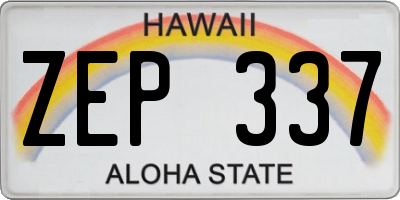HI license plate ZEP337