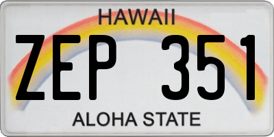 HI license plate ZEP351