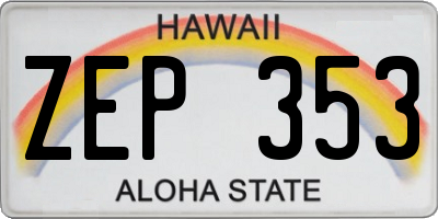 HI license plate ZEP353