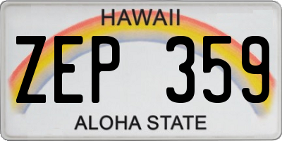 HI license plate ZEP359