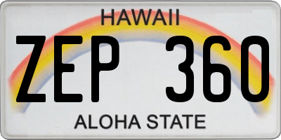 HI license plate ZEP360